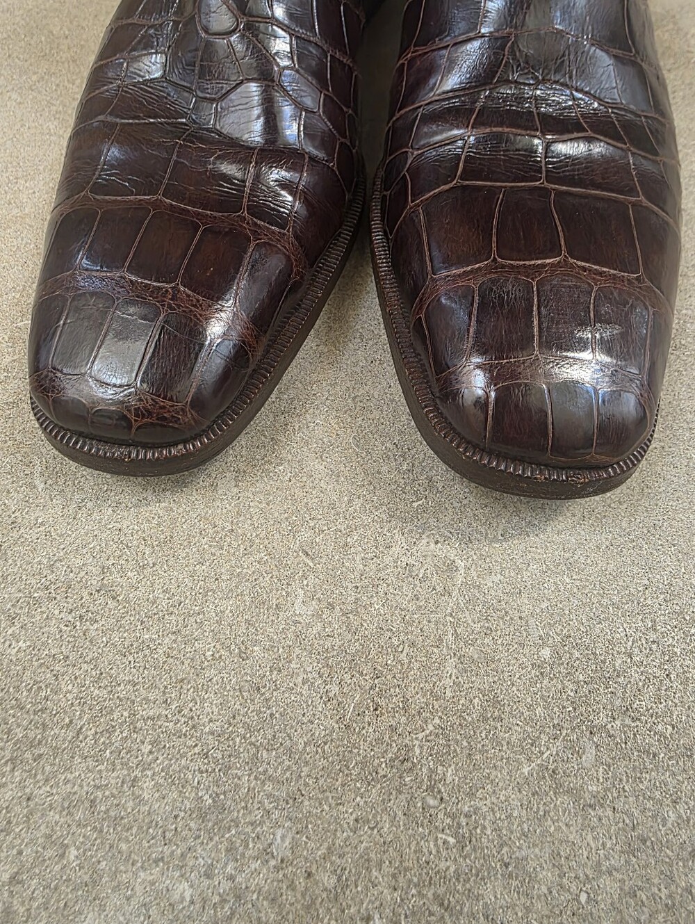 Vintage Lambertson Truex Dark Brown Croc-Embossed Leather Chelsea Boots 37.5/7 - Picture 4 of 12